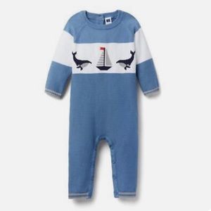 NWT Janie and Jack Knit Whale & Sailboat Romper